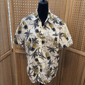 Weatherproof Casual‎ Button Down Shirt White and Yellow
